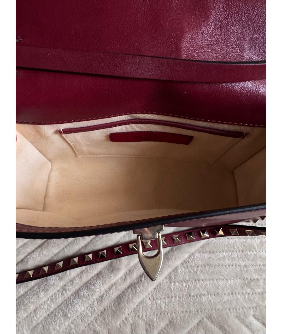VALENTINO Бордовая кожаная сумка через плечо, фото 8