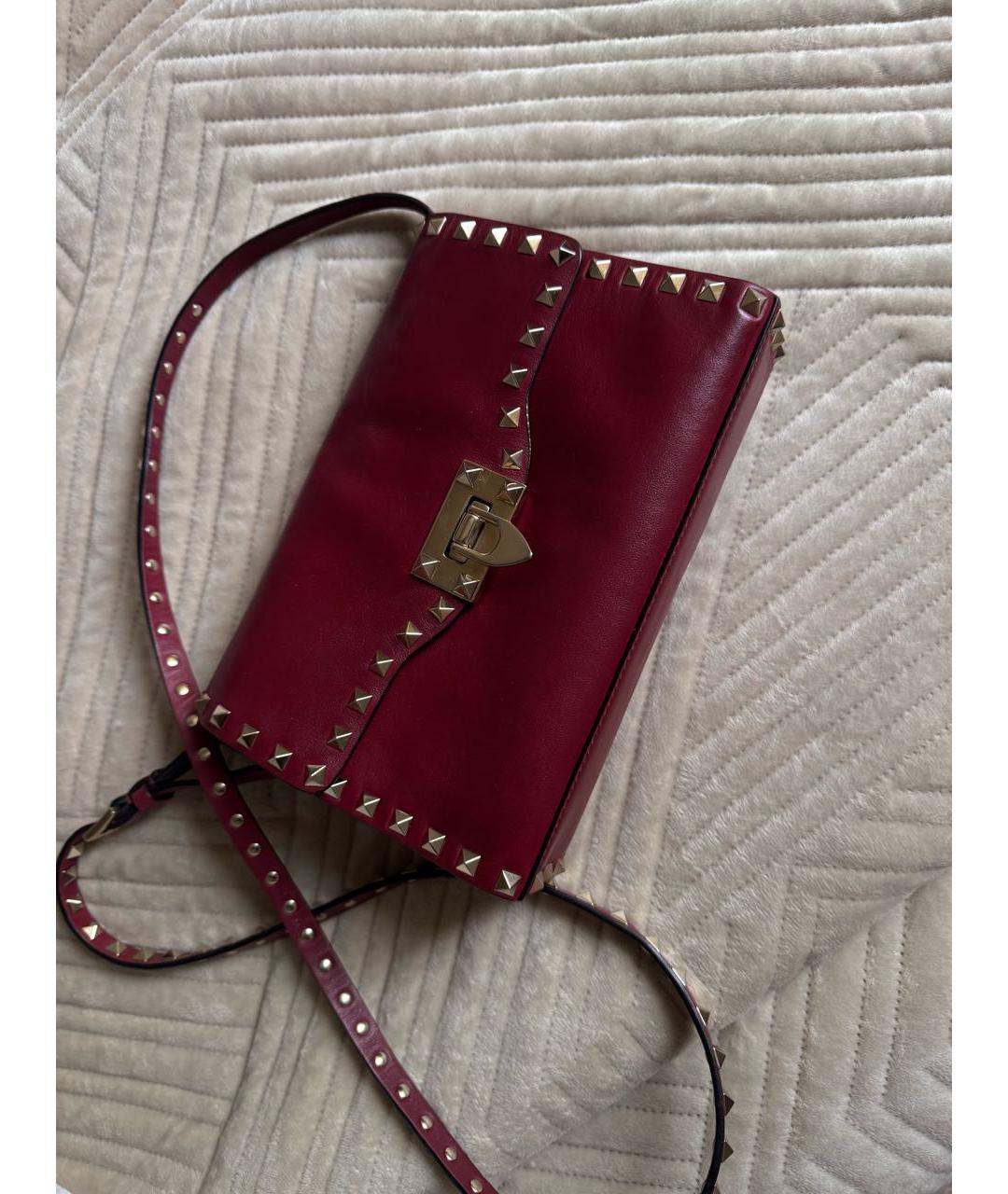 VALENTINO Бордовая кожаная сумка через плечо, фото 2