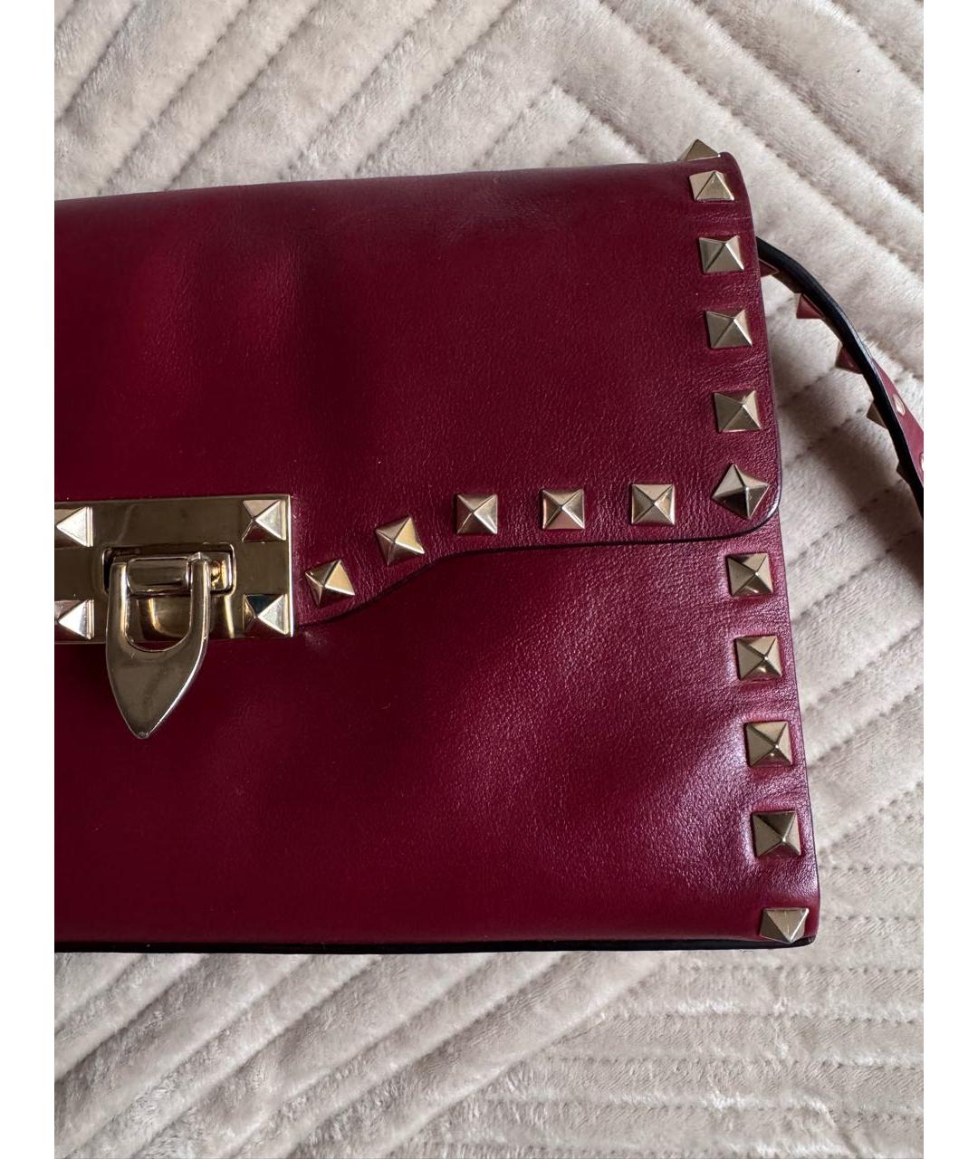 VALENTINO Бордовая кожаная сумка через плечо, фото 4