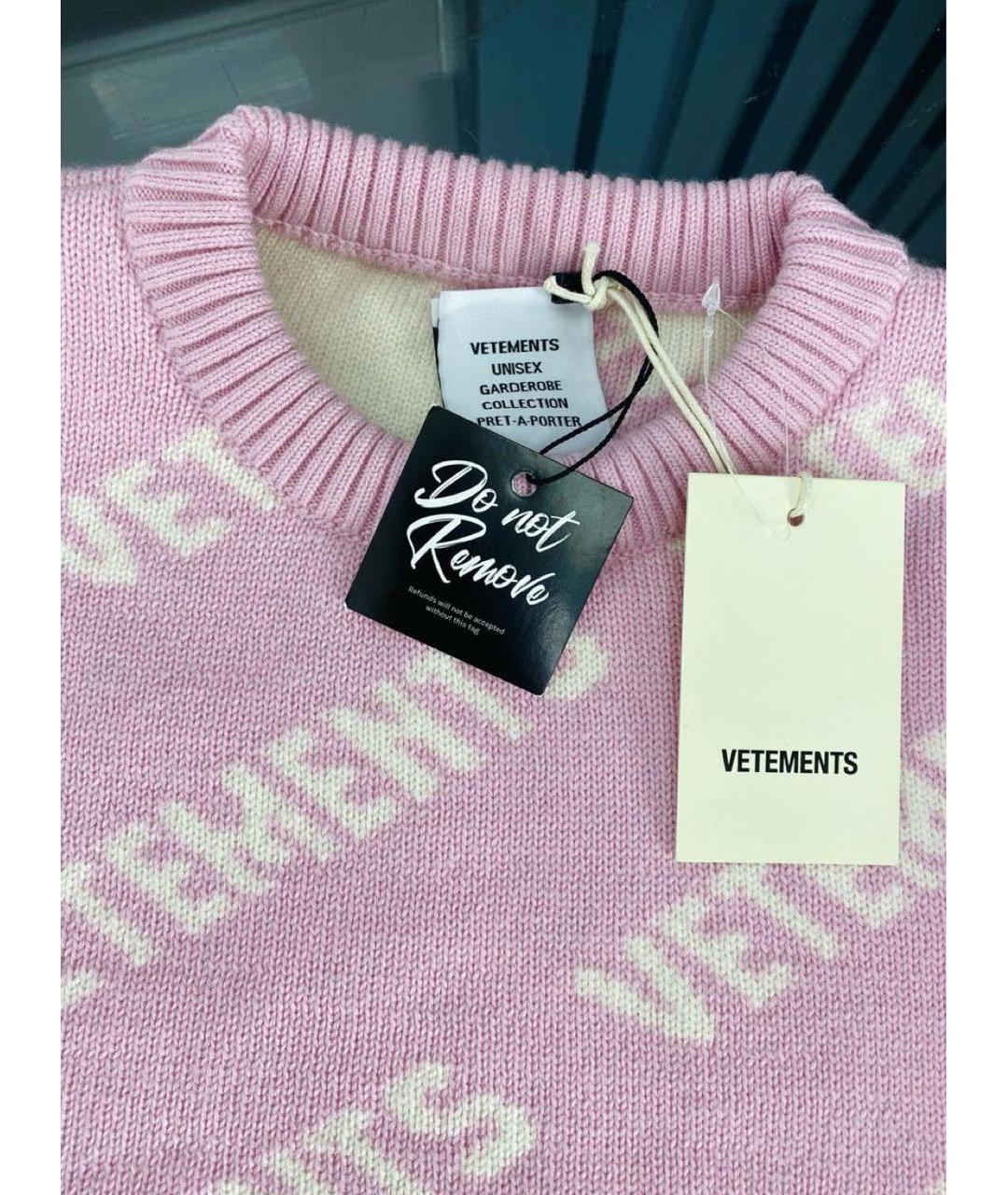 VETEMENTS Розовый шерстяной джемпер / свитер, фото 3