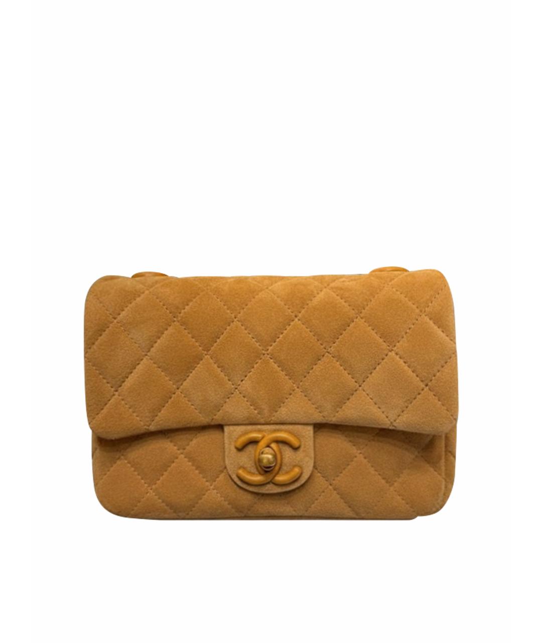 CHANEL Горчичная замшевая сумка через плечо, фото 1