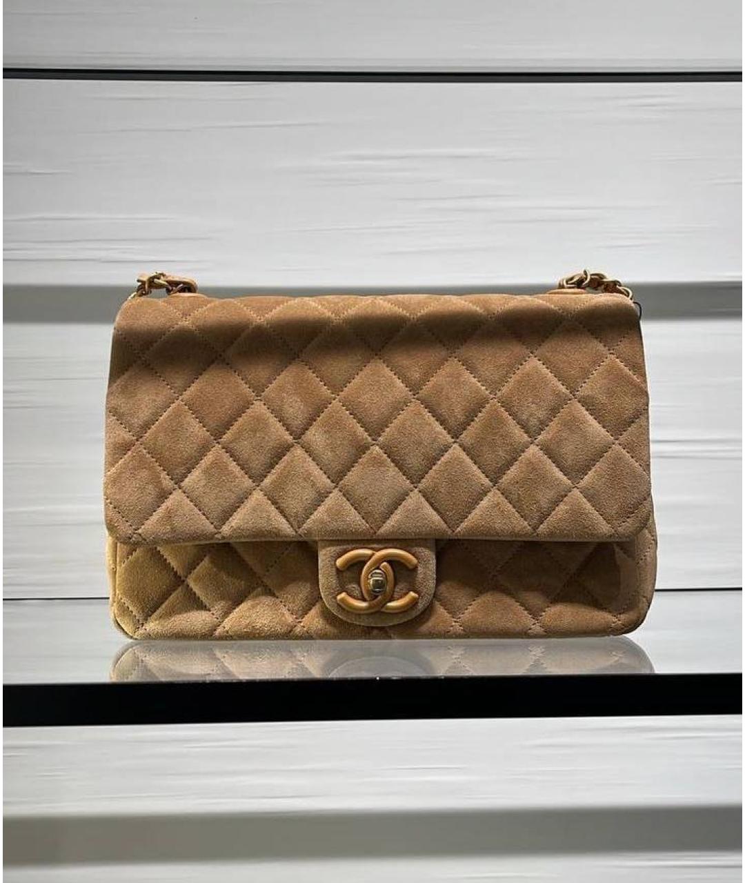 CHANEL Горчичная замшевая сумка через плечо, фото 3