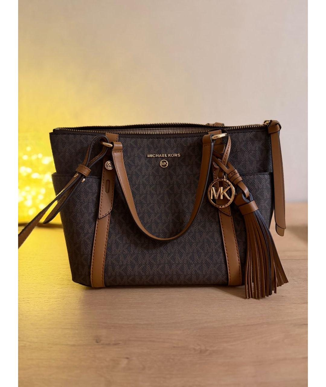 MICHAEL KORS Коричневая сумка через плечо из искусственной кожи, фото 5