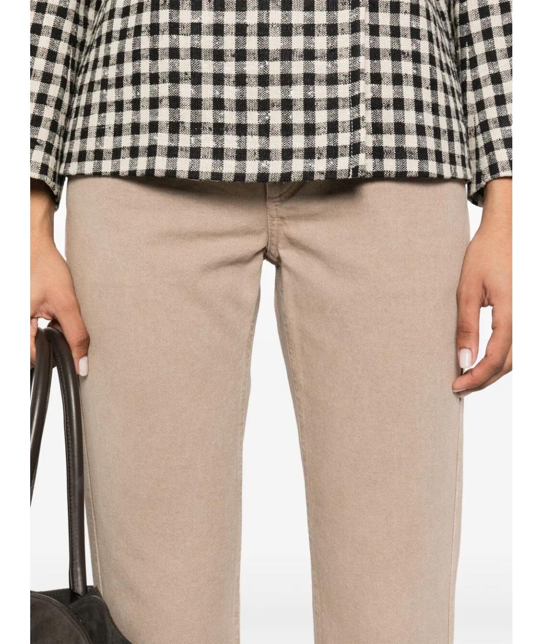 BRUNELLO CUCINELLI Бежевые хлопковые прямые джинсы, фото 3