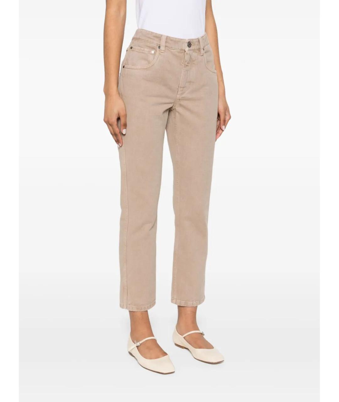 BRUNELLO CUCINELLI Бежевые хлопковые прямые джинсы, фото 4