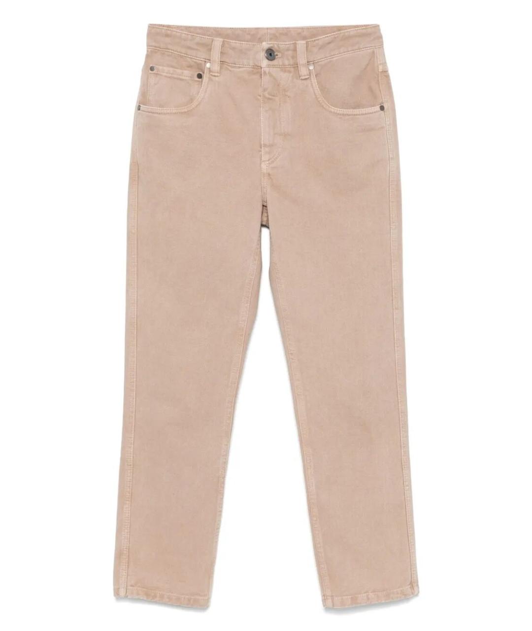 BRUNELLO CUCINELLI Бежевые хлопковые прямые джинсы, фото 1