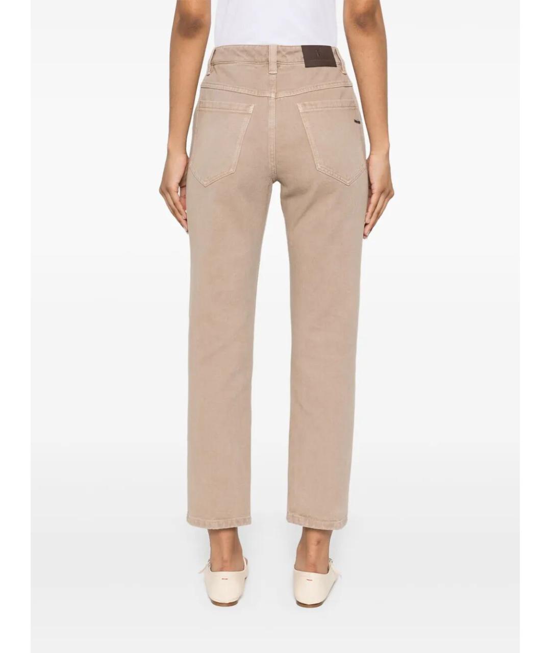 BRUNELLO CUCINELLI Бежевые хлопковые прямые джинсы, фото 5