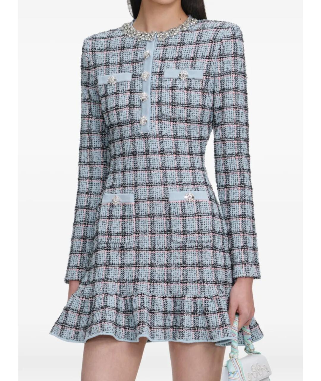 SELF-PORTRAIT Синее хлопковое повседневное платье, фото 3