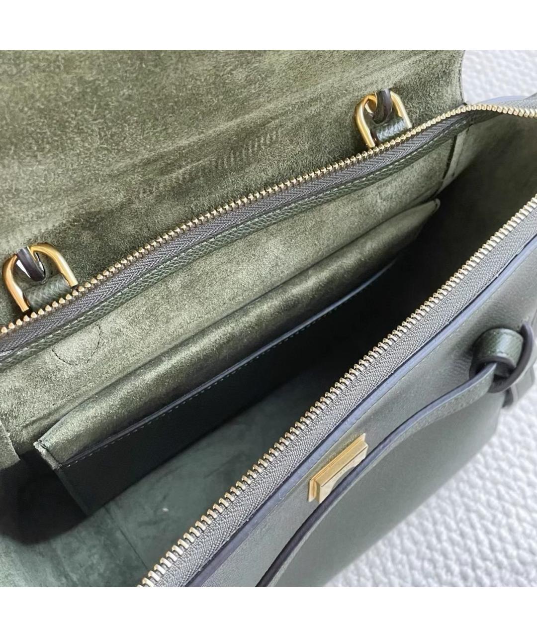CELINE Зеленая кожаная сумка с короткими ручками, фото 7