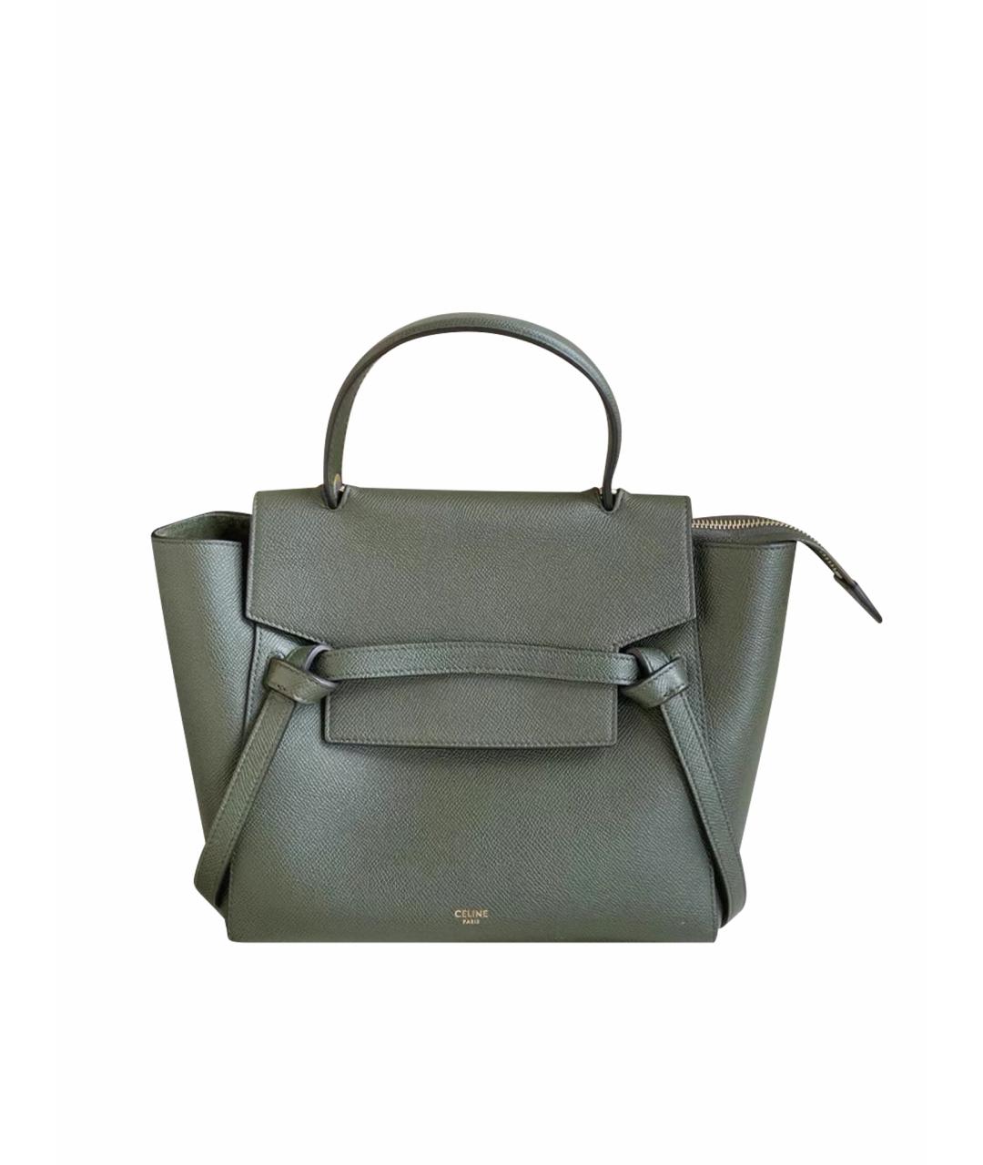 CELINE Зеленая кожаная сумка с короткими ручками, фото 1
