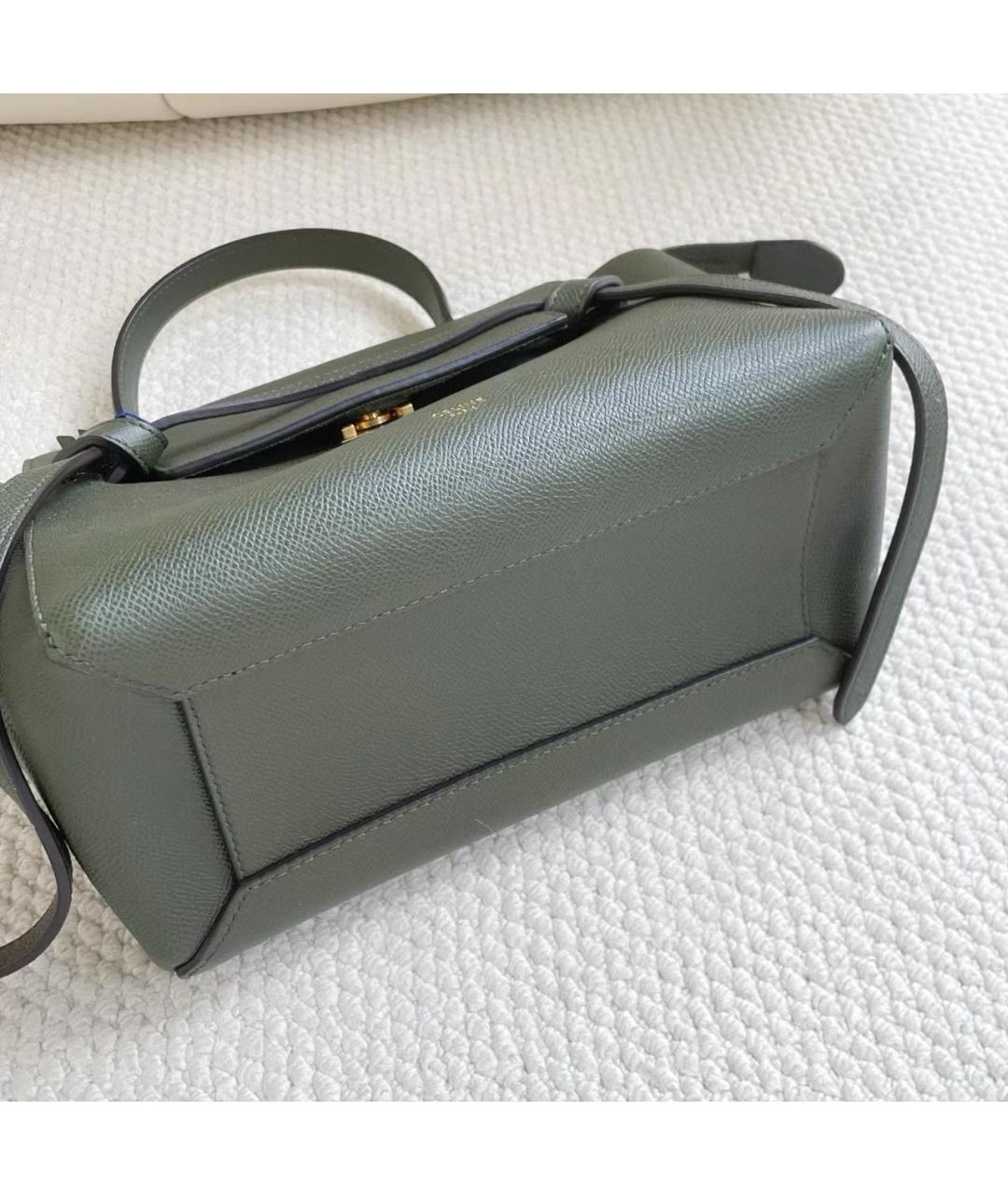 CELINE Зеленая кожаная сумка с короткими ручками, фото 6