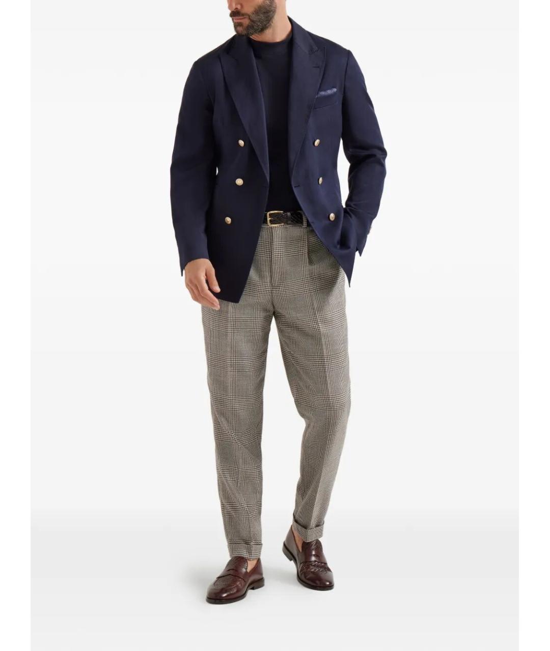 BRUNELLO CUCINELLI Синяя хлопковая футболка, фото 2