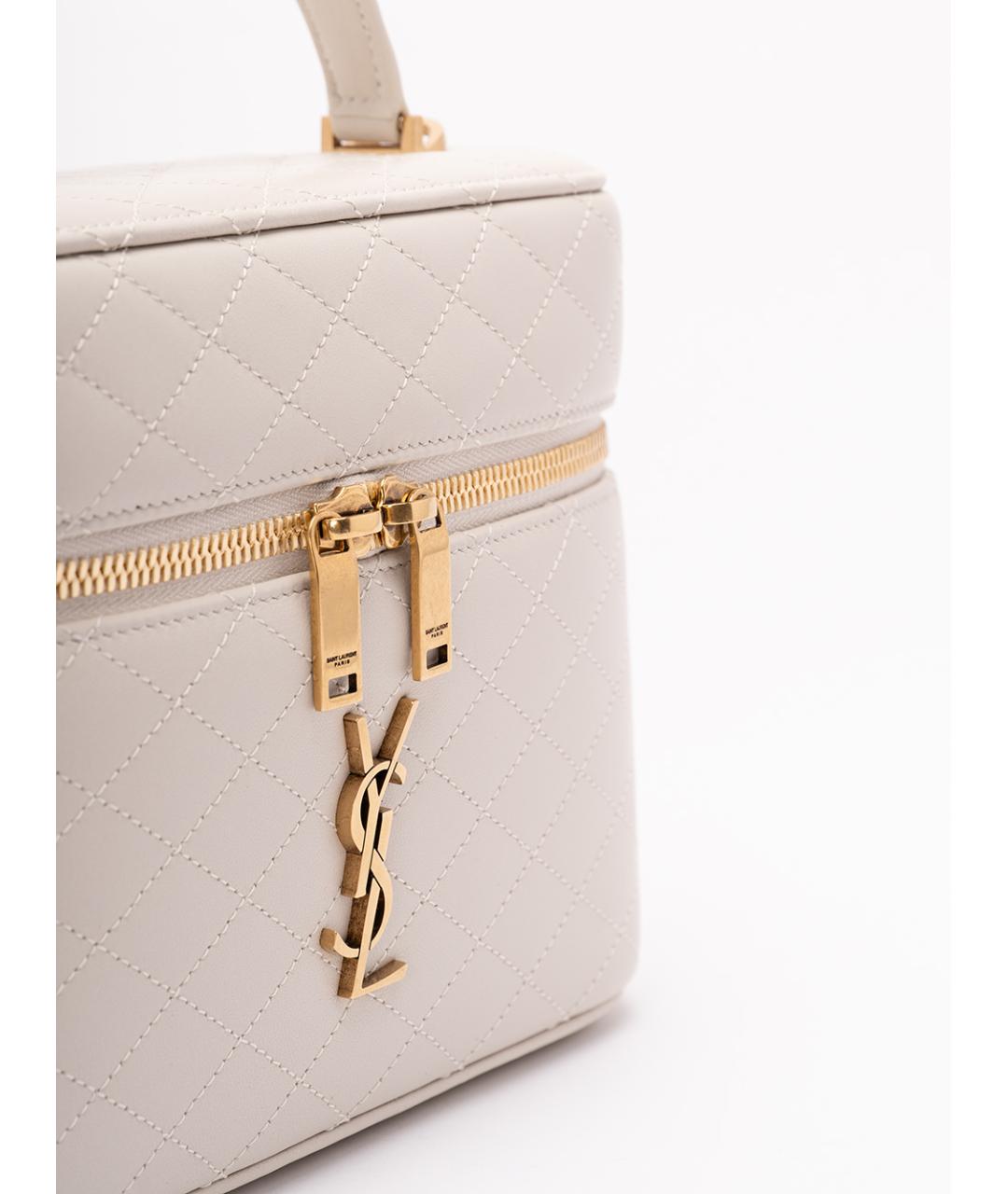 SAINT LAURENT Белая кожаная сумка через плечо, фото 5