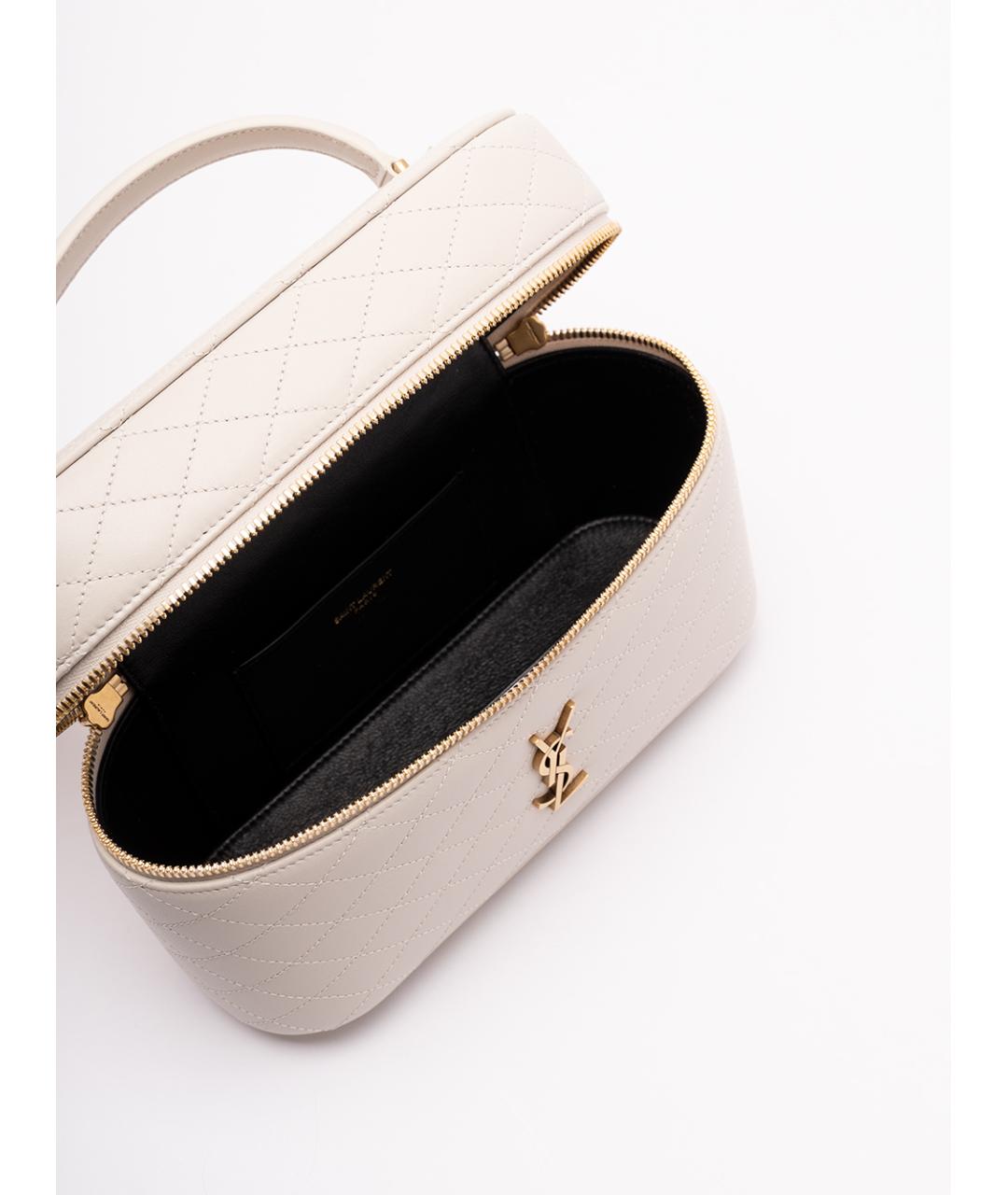 SAINT LAURENT Белая кожаная сумка через плечо, фото 6
