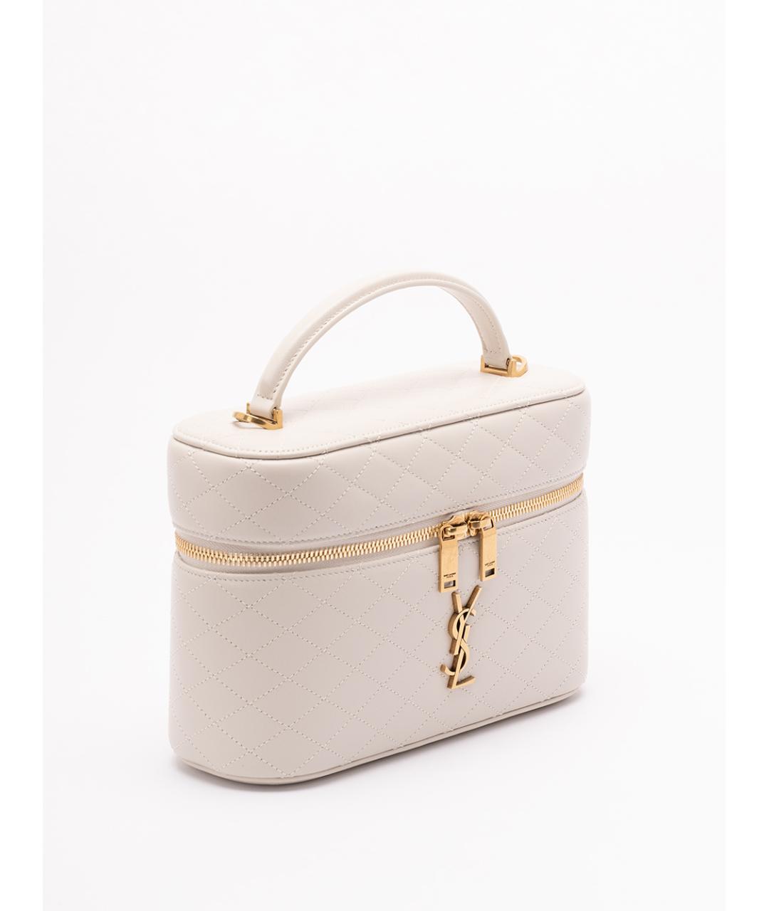 SAINT LAURENT Белая кожаная сумка через плечо, фото 3