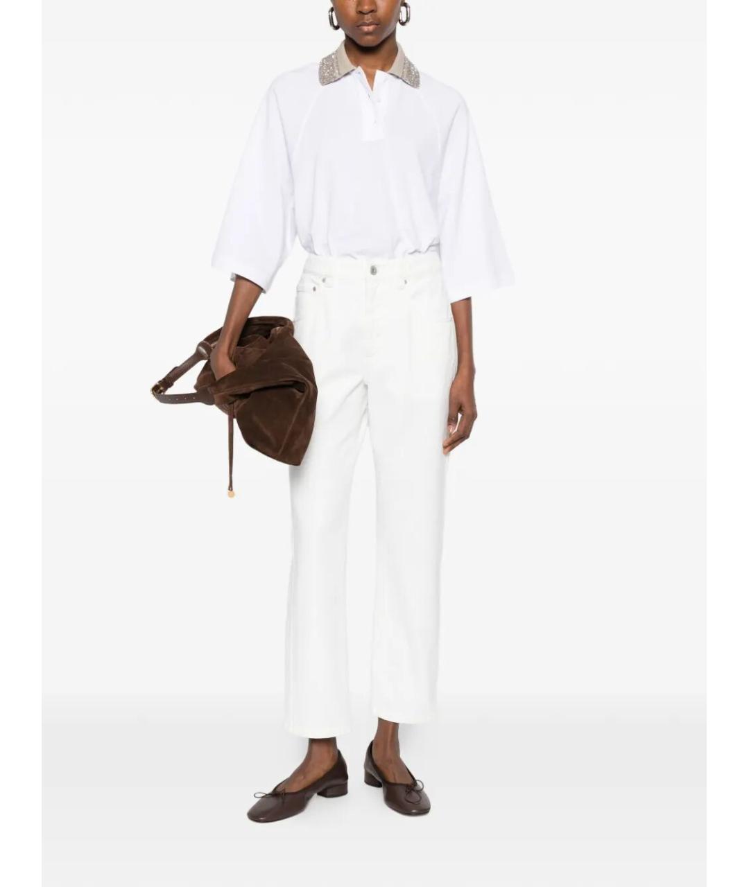 BRUNELLO CUCINELLI Белая хлопковая футболка, фото 2