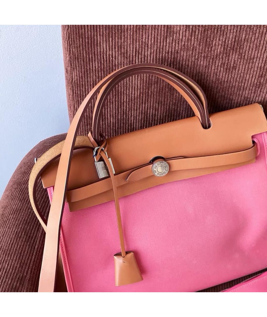 HERMES Розовая тканевая сумка через плечо, фото 2