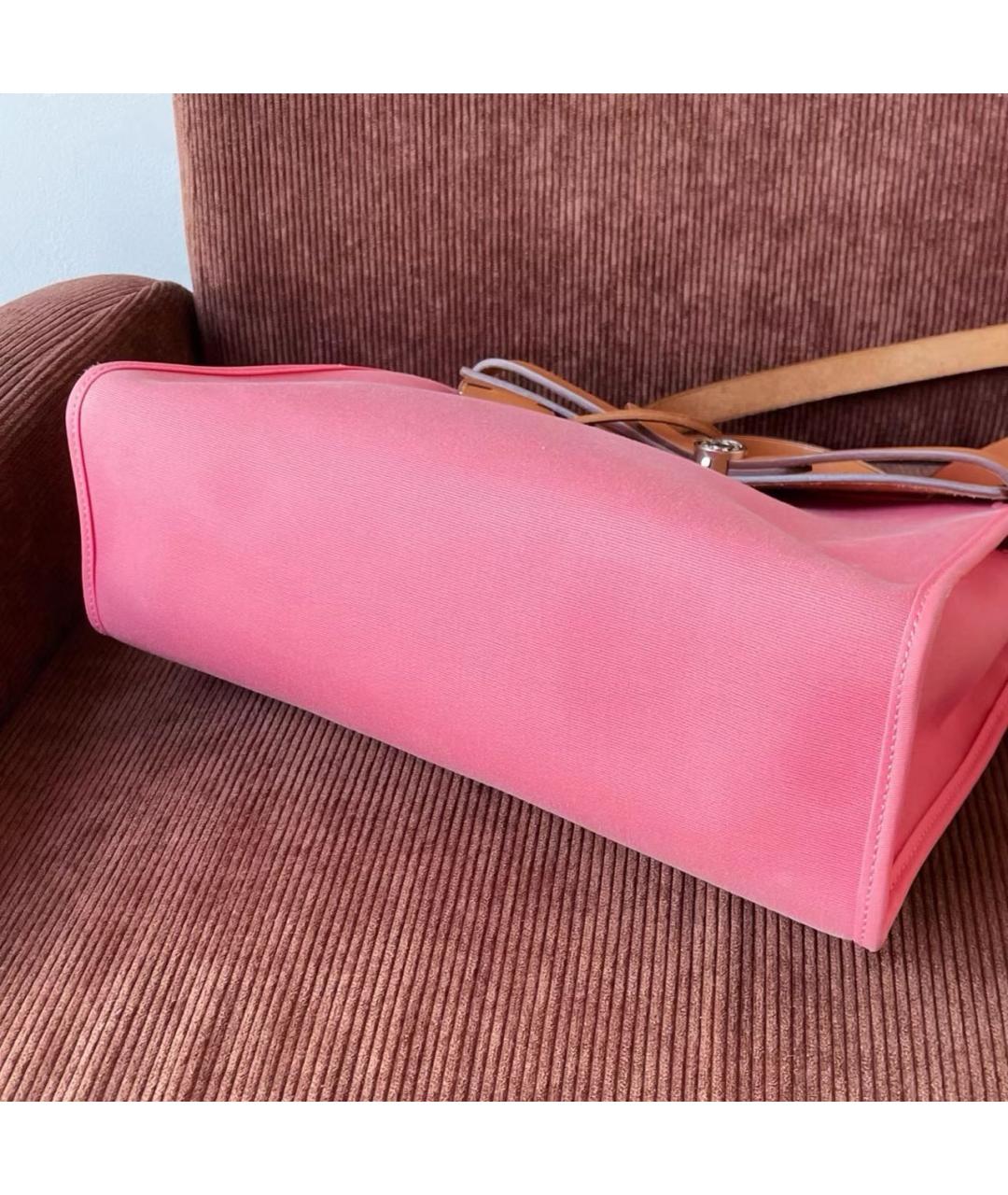 HERMES Розовая тканевая сумка через плечо, фото 5