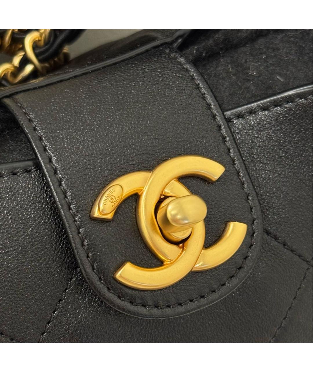 CHANEL Черная кожаная сумка тоут, фото 6