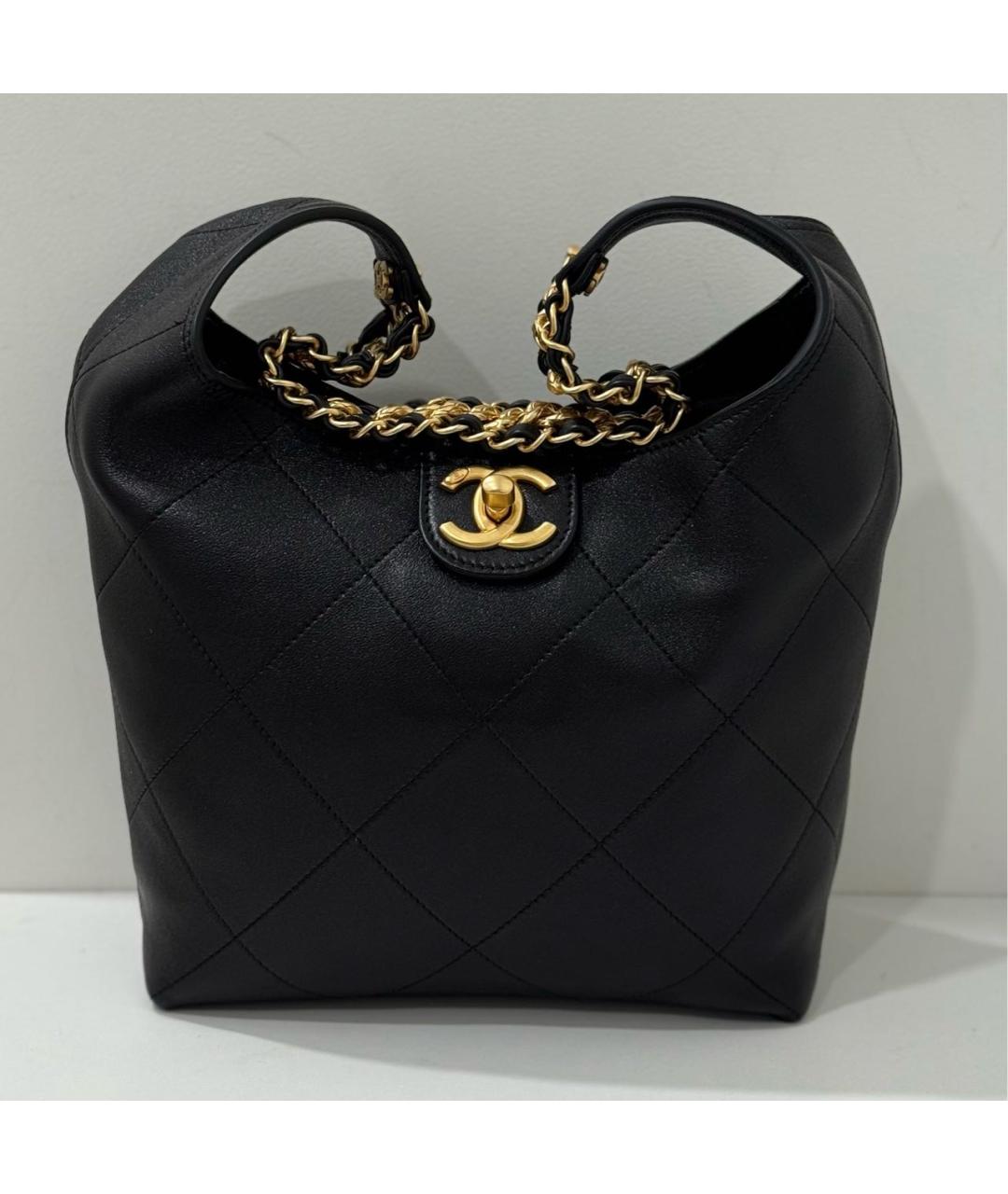 CHANEL Черная кожаная сумка тоут, фото 8
