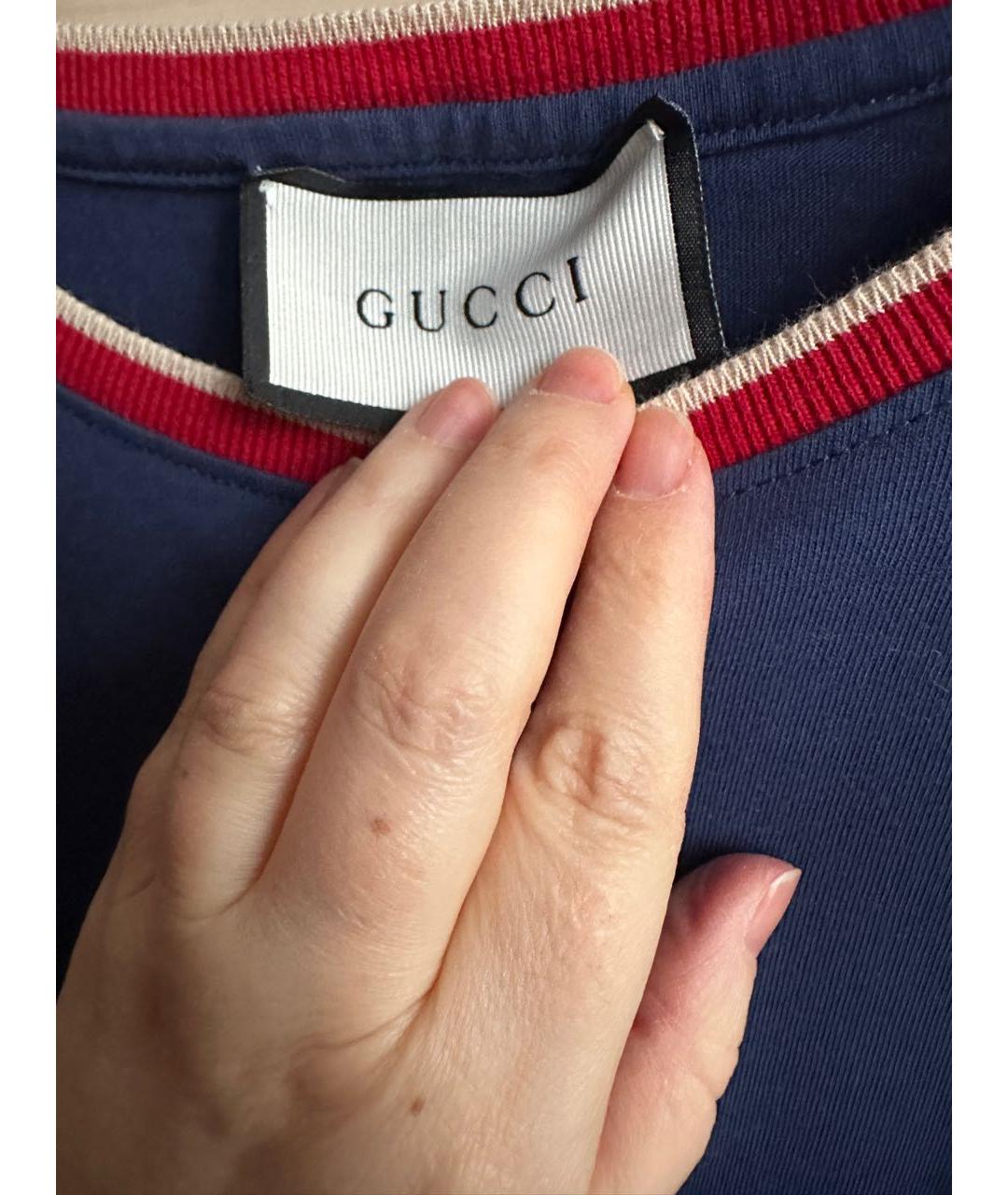 GUCCI Синяя хлопковая футболка, фото 6