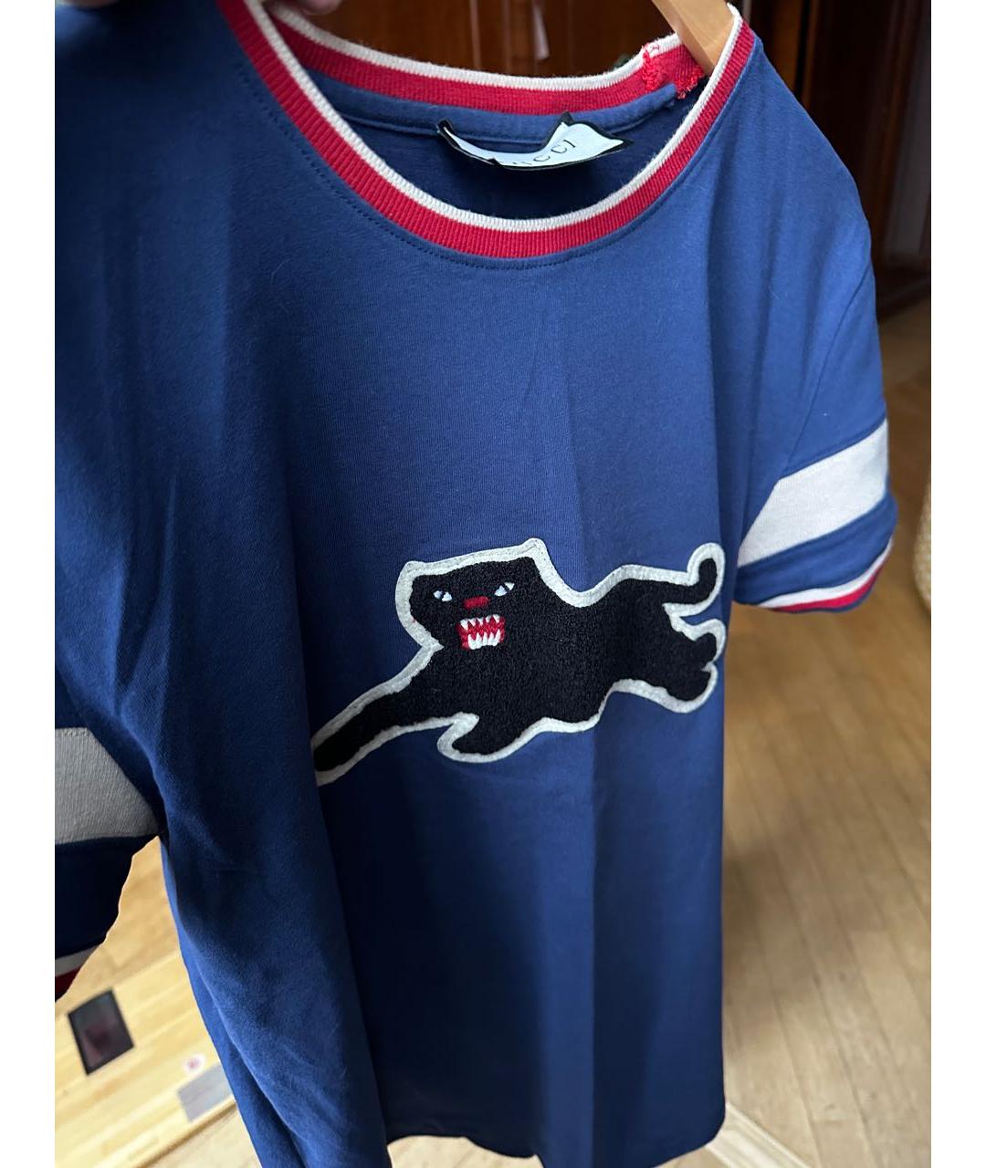 GUCCI Синяя хлопковая футболка, фото 5