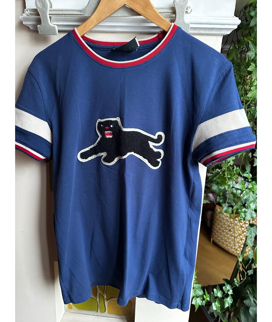 GUCCI Синяя хлопковая футболка, фото 7