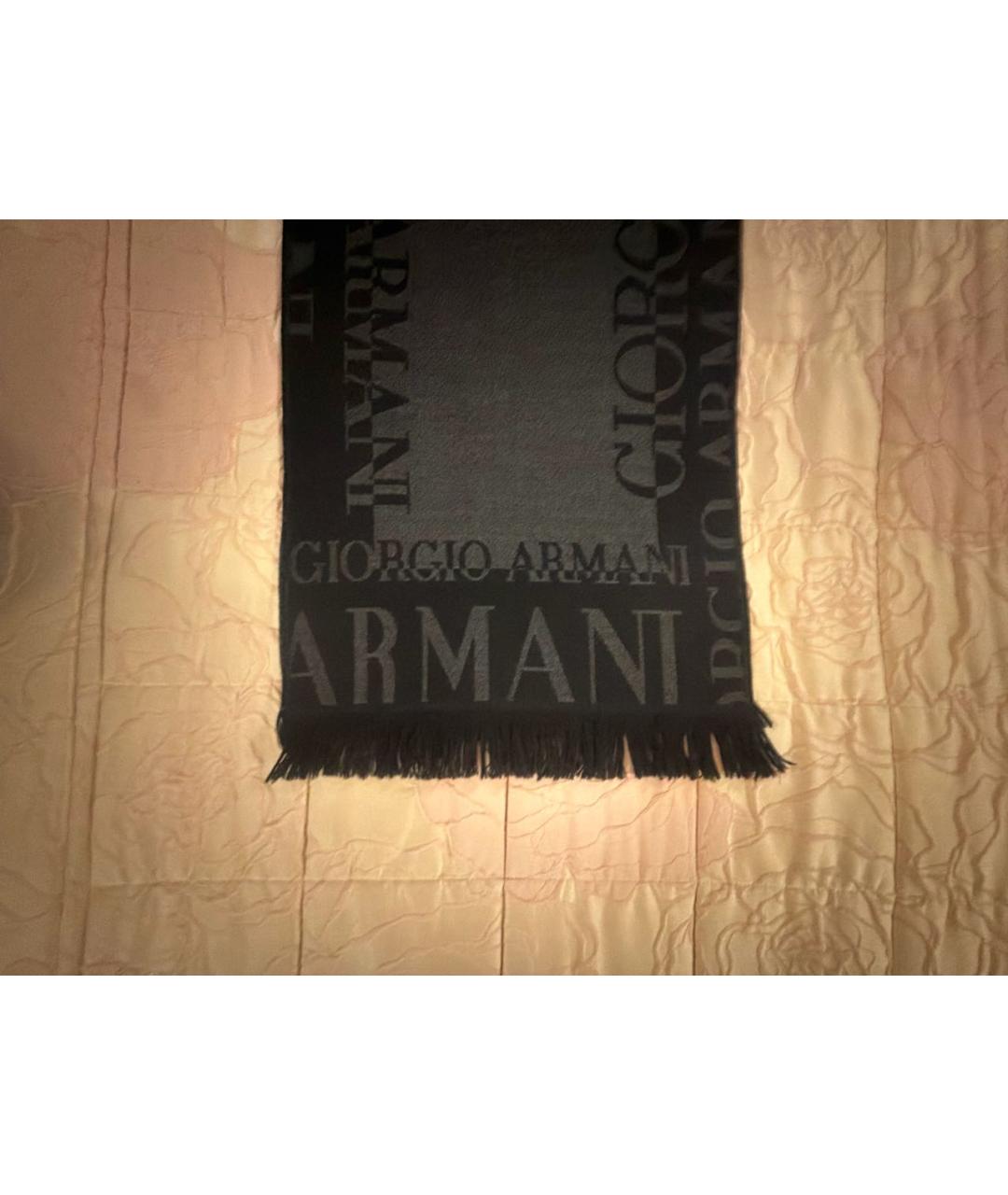 GIORGIO ARMANI Серый шерстяной шарф, фото 4