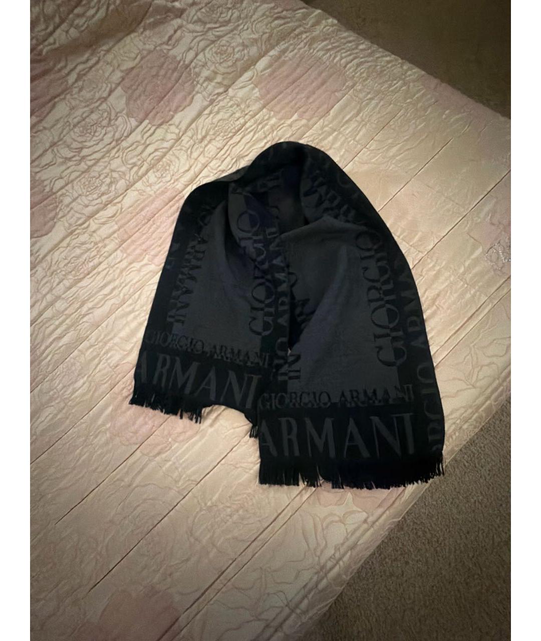 GIORGIO ARMANI Серый шерстяной шарф, фото 5