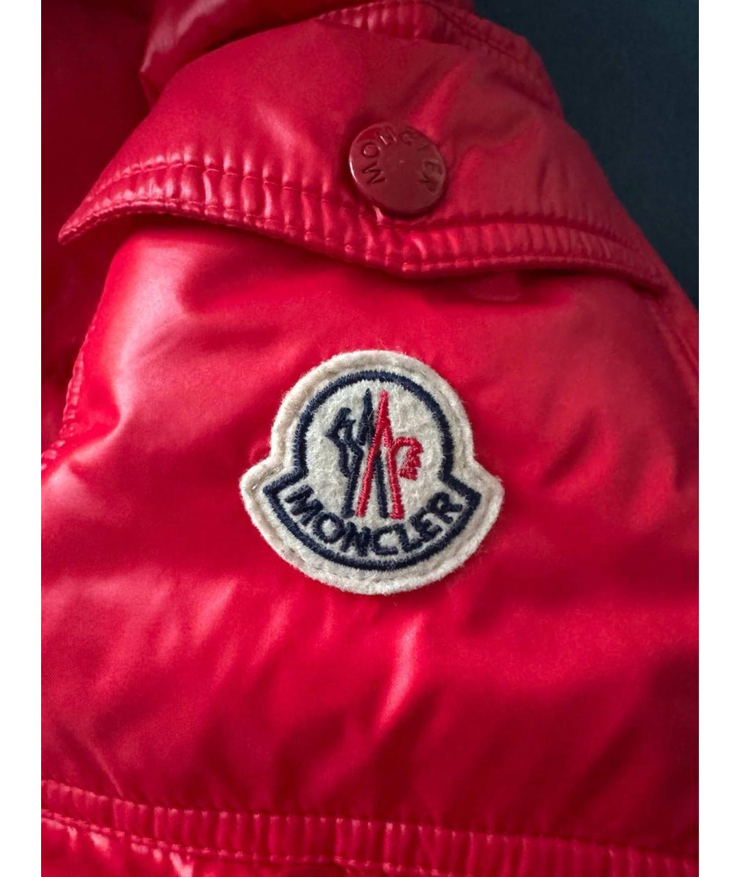 MONCLER Красный синтетический пуховик, фото 3