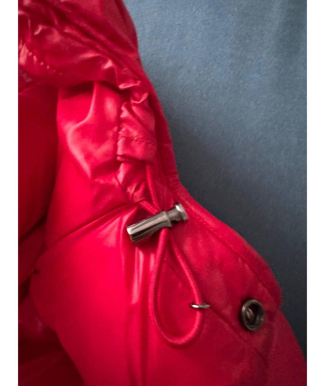 MONCLER Красный синтетический пуховик, фото 4