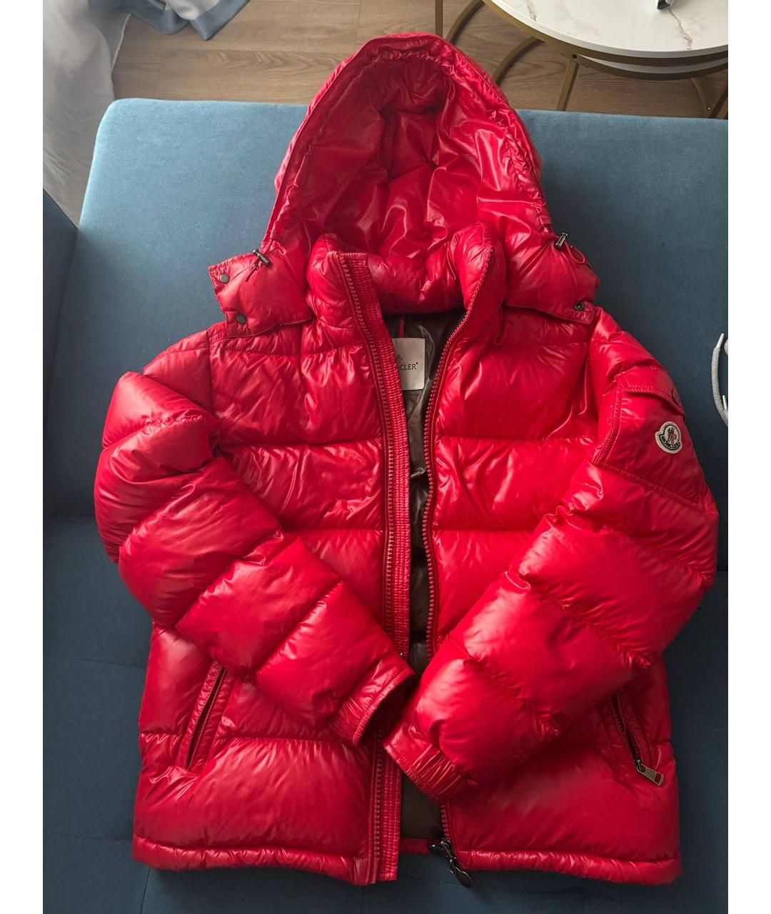 MONCLER Красный синтетический пуховик, фото 9