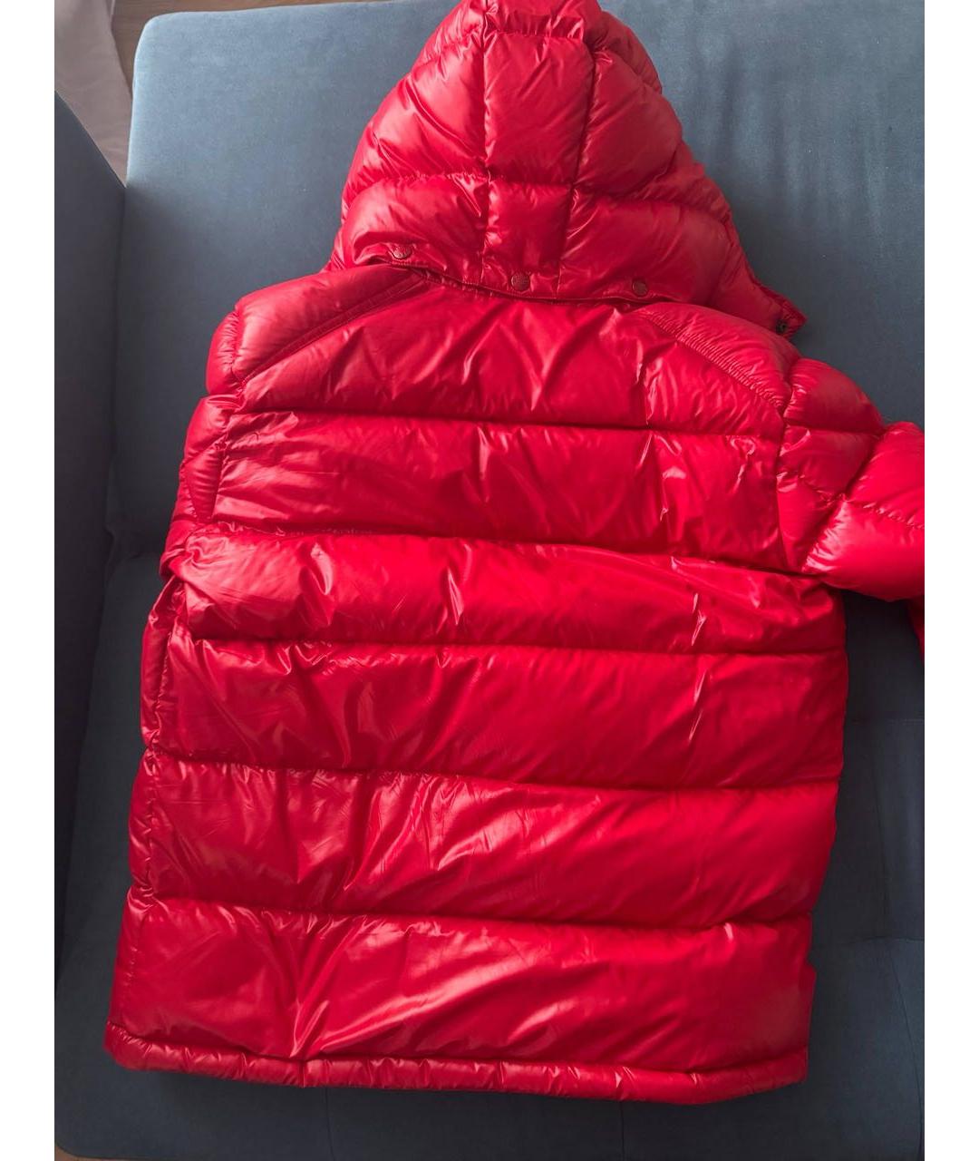 MONCLER Красный синтетический пуховик, фото 2