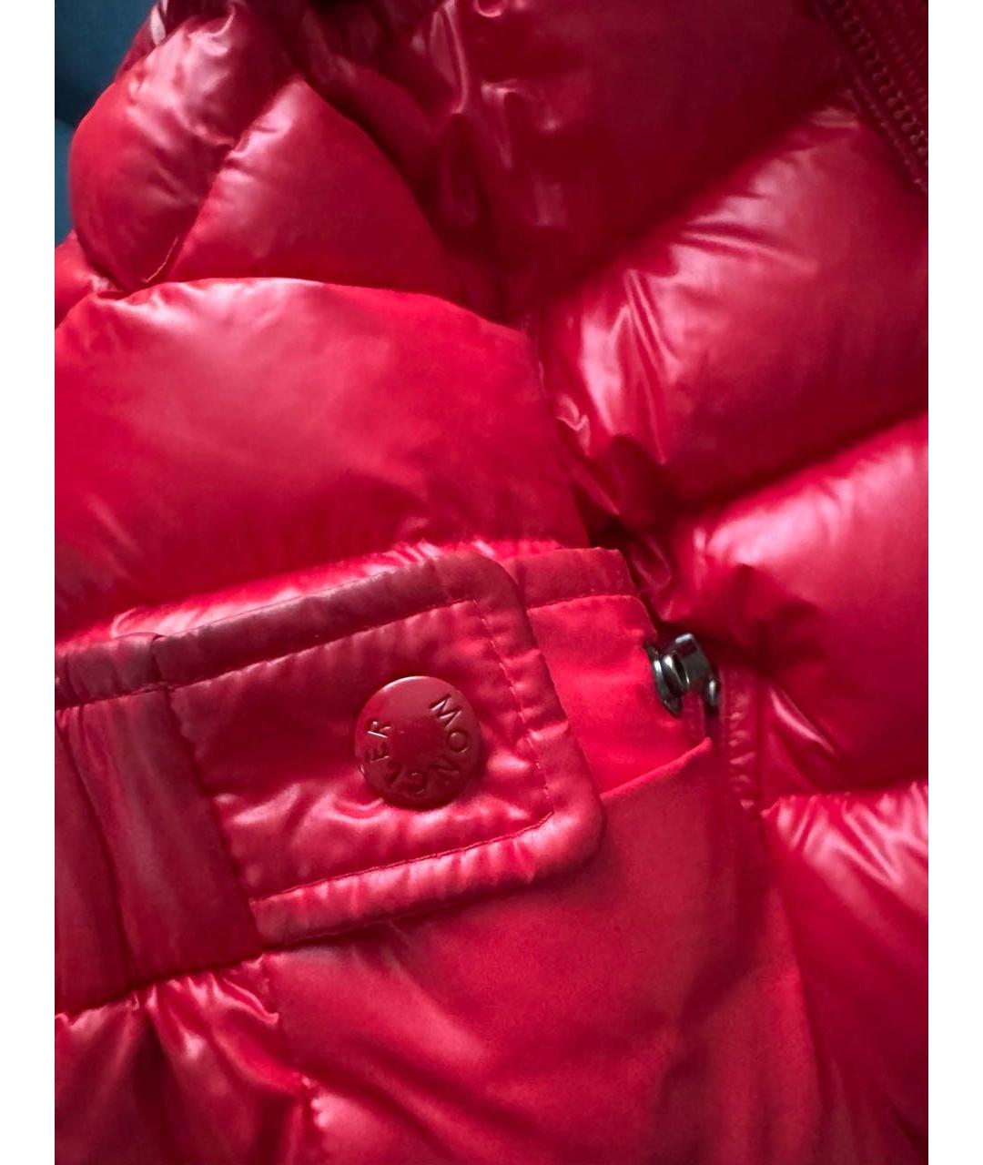 MONCLER Красный синтетический пуховик, фото 5