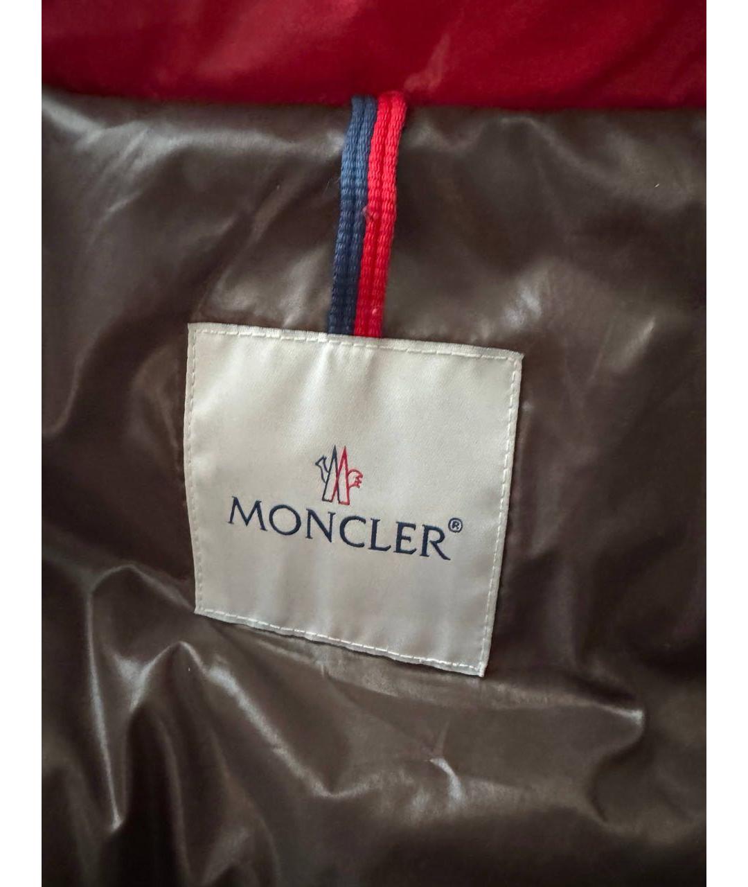 MONCLER Красный синтетический пуховик, фото 6