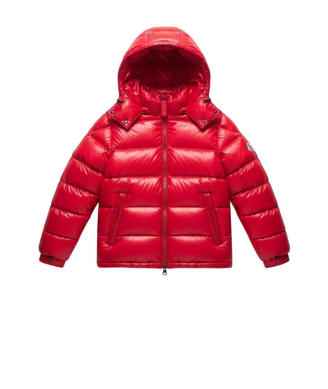 MONCLER Красный синтетический пуховик, фото 1