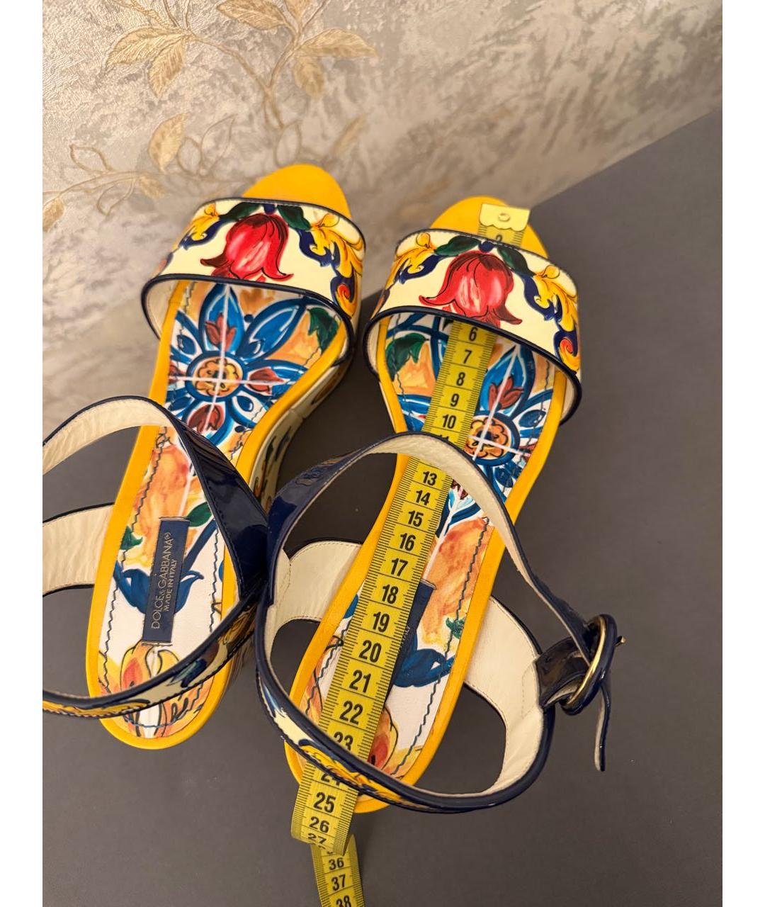 DOLCE&GABBANA Мульти босоножки из лакированной кожи, фото 7