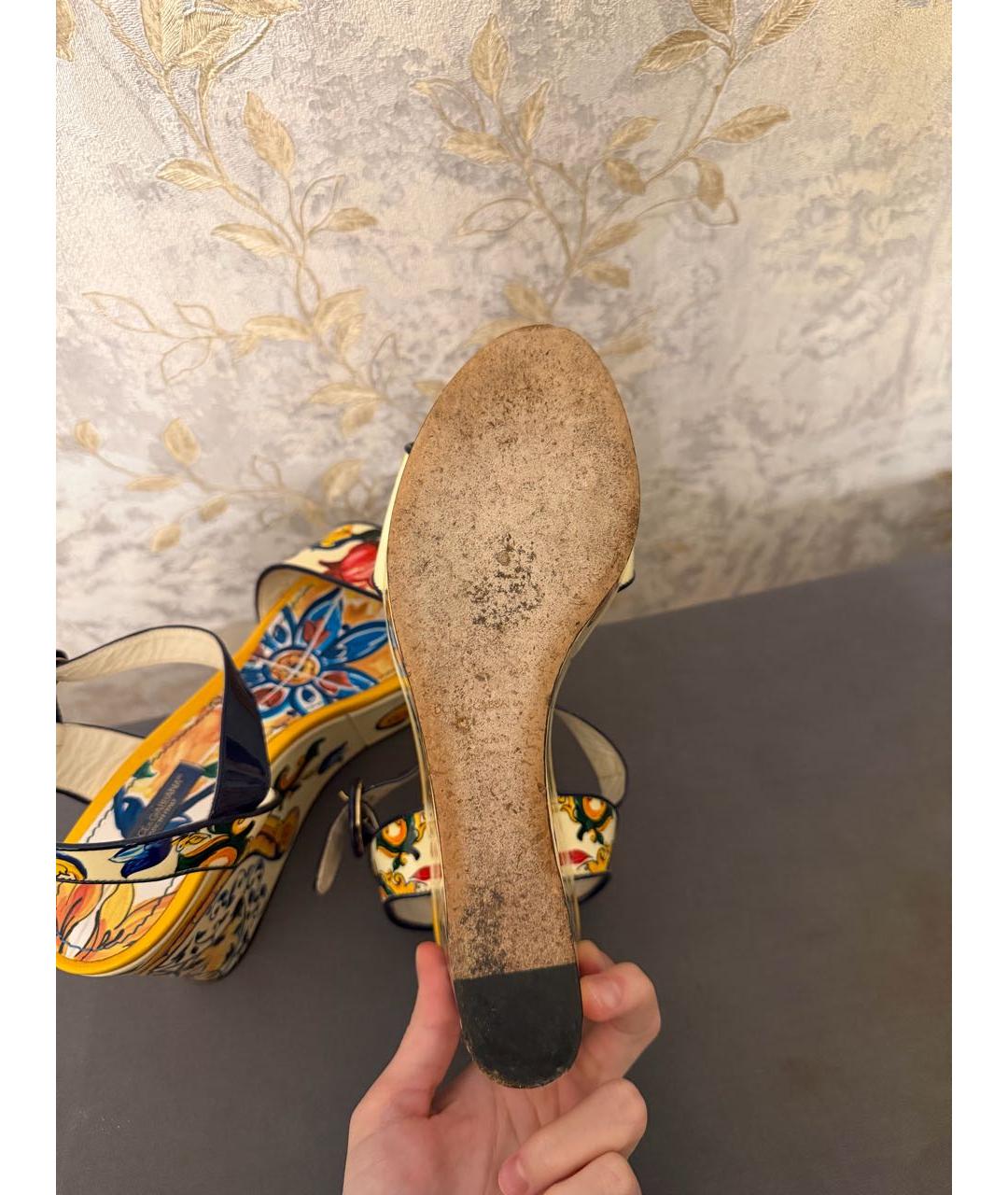 DOLCE&GABBANA Мульти босоножки из лакированной кожи, фото 6