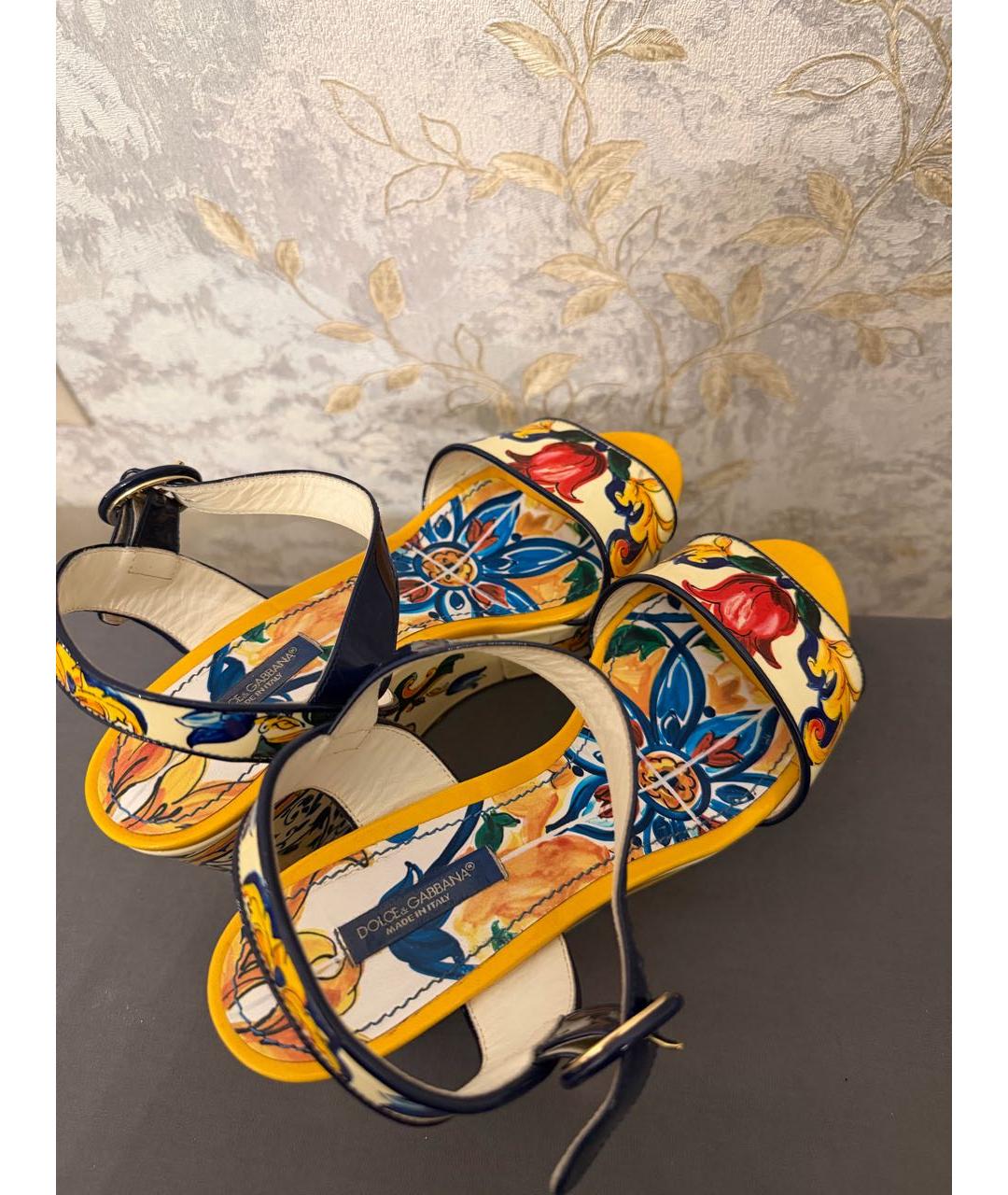 DOLCE&GABBANA Мульти босоножки из лакированной кожи, фото 3