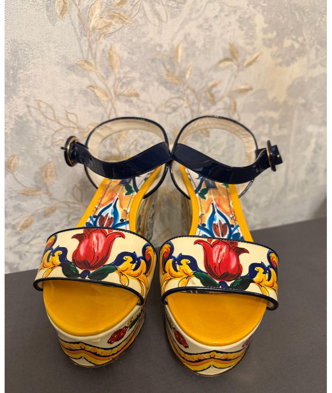 DOLCE&GABBANA Мульти босоножки из лакированной кожи, фото 2