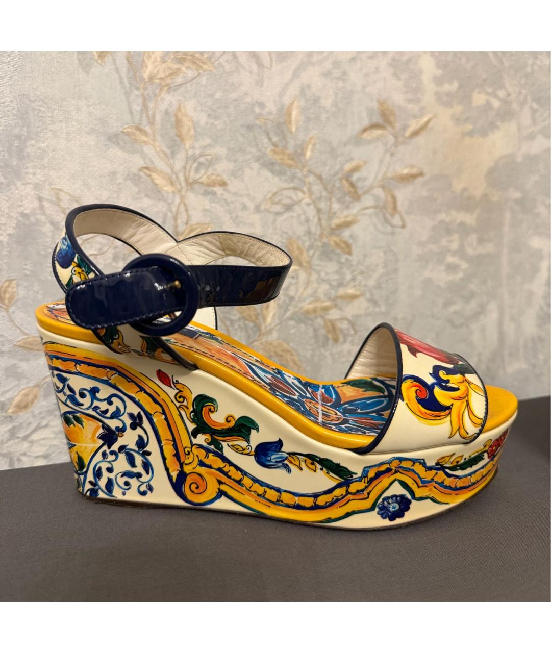 DOLCE&GABBANA Мульти босоножки из лакированной кожи, фото 9