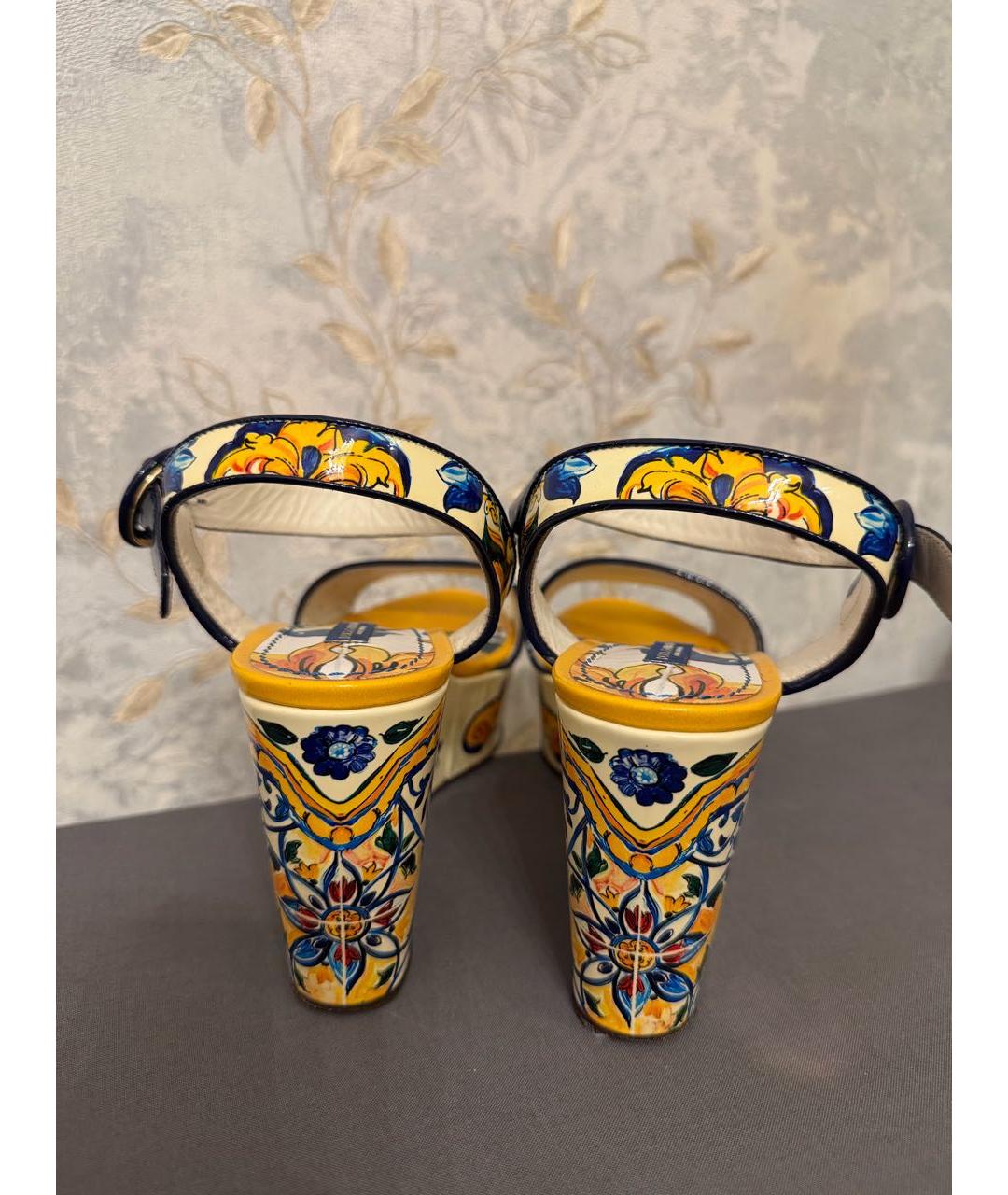 DOLCE&GABBANA Мульти босоножки из лакированной кожи, фото 4