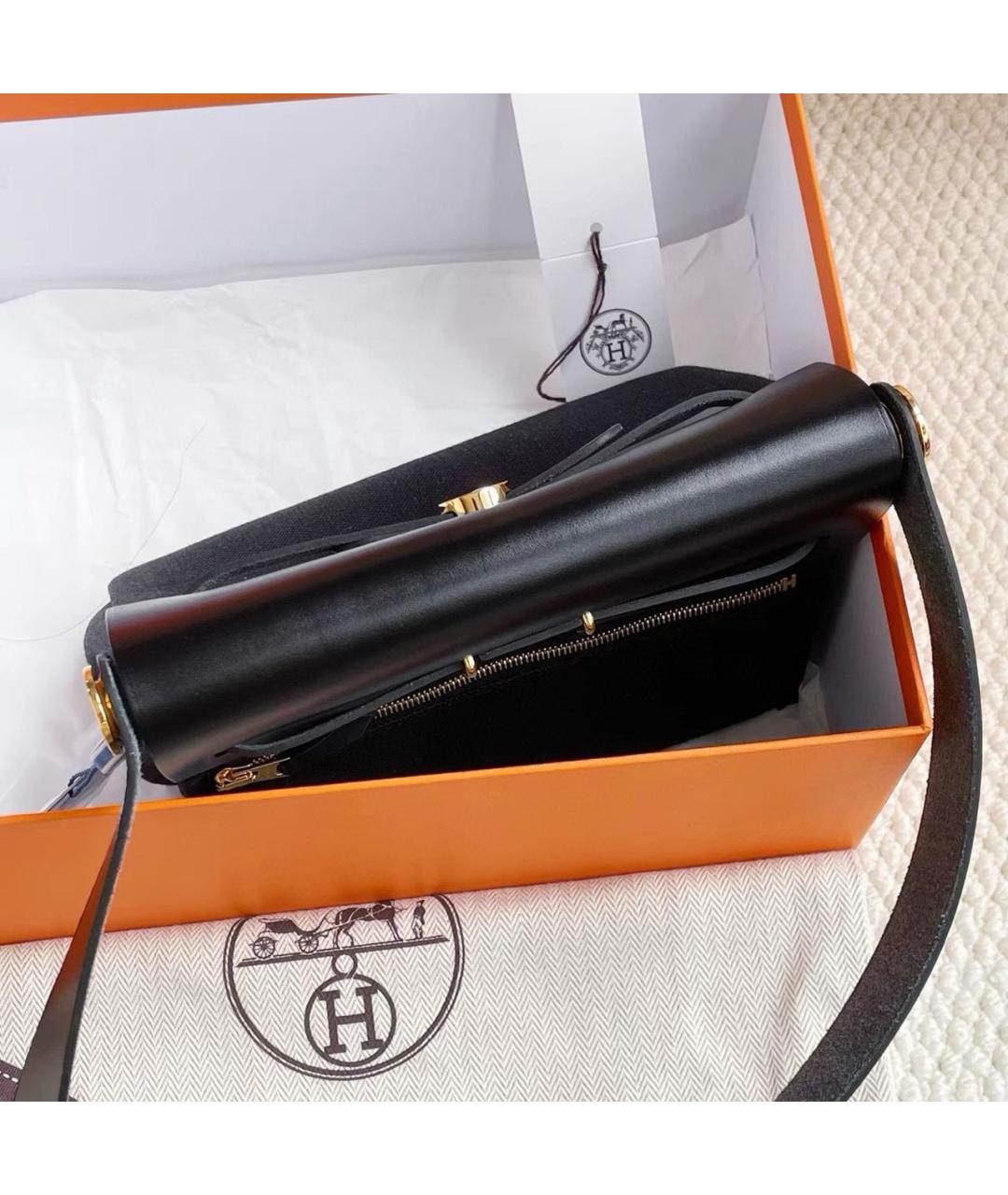 HERMES Черная тканевая сумка через плечо, фото 3