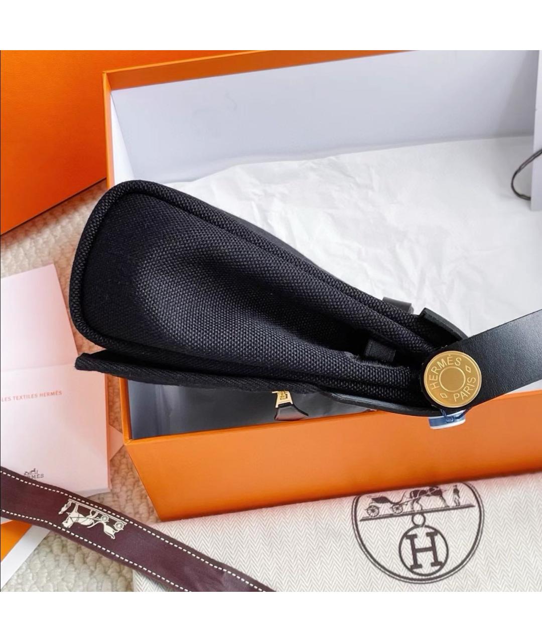 HERMES Черная тканевая сумка через плечо, фото 5