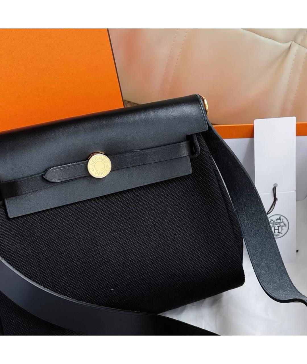 HERMES Черная тканевая сумка через плечо, фото 8