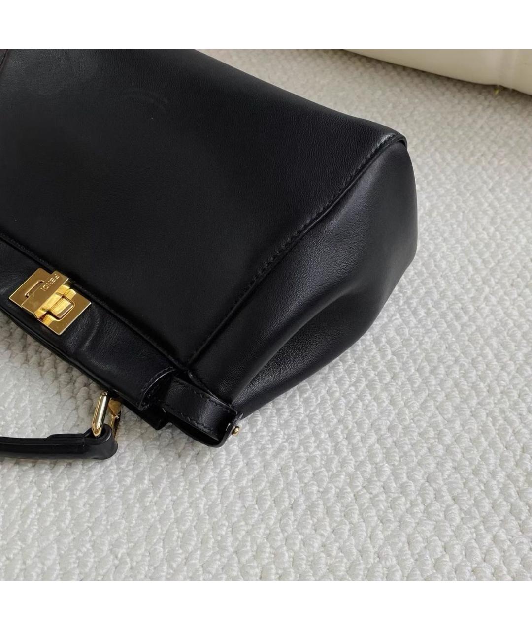 FENDI Черная кожаная сумка через плечо, фото 6