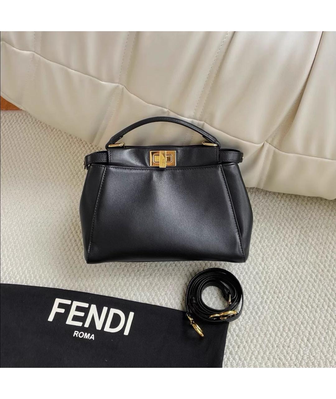 FENDI Черная кожаная сумка через плечо, фото 2