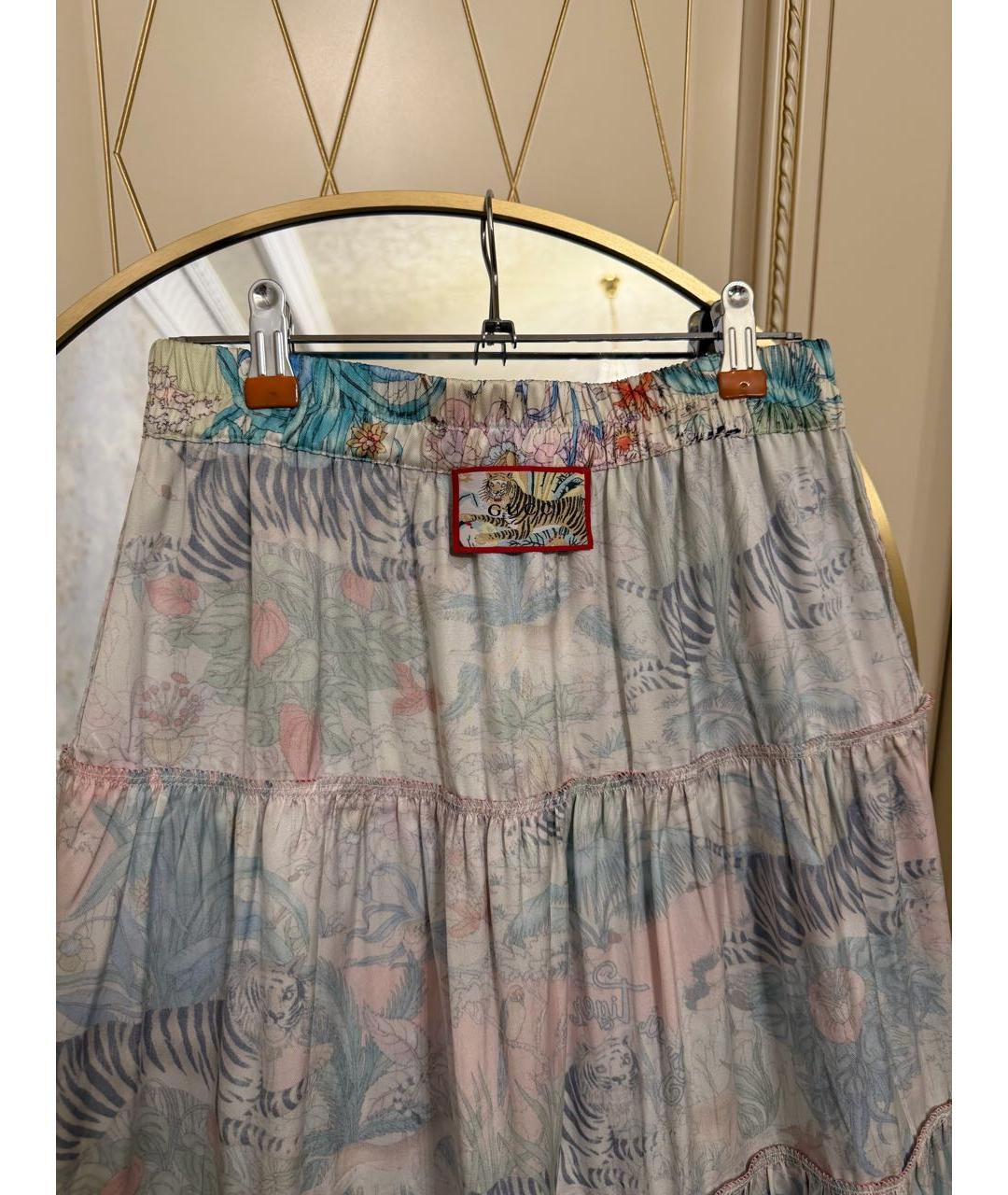 GUCCI Мульти шелковая юбка миди, фото 3