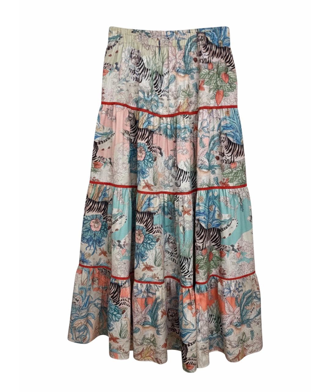 GUCCI Мульти шелковая юбка миди, фото 1