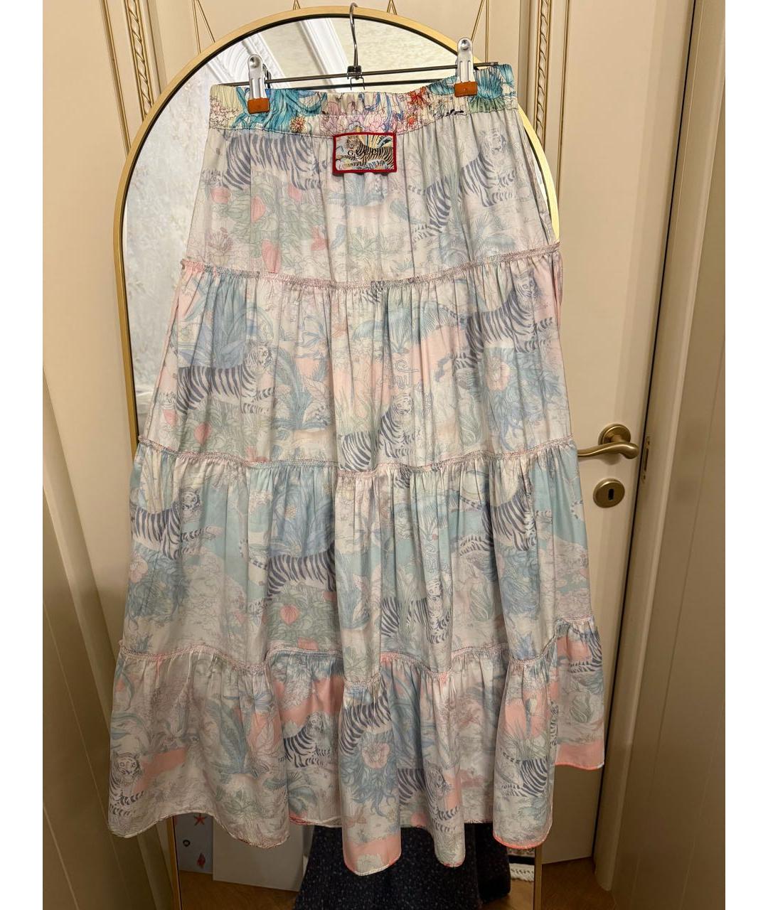 GUCCI Мульти шелковая юбка миди, фото 4